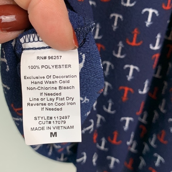 Stitch Fix: Cleo Kai nautical anchors print split round neck tunic top EUC - Picture 7 of 7